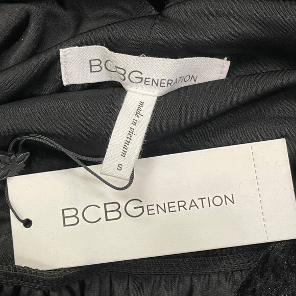 BCBGeneration Black Velvet Halter Midi Dress With Draped Pockets Size S - New - Picture 8 of 11
